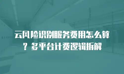 云风险识别服务费用怎么算？多平台计费逻辑拆解