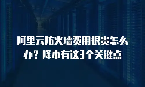 阿里云防火墙费用很贵怎么办？降本有这3个关键点