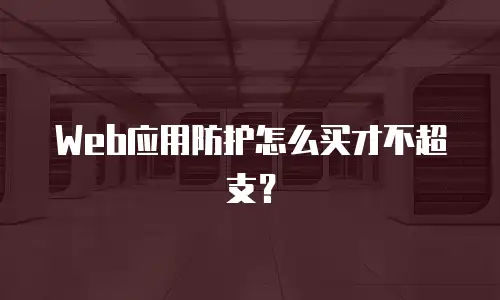 Web应用防护怎么买才不超支？
