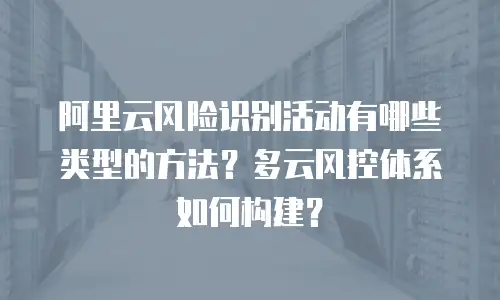 阿里云风险识别活动有哪些类型的方法？多云风控体系如何构建？