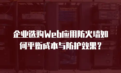 企业选购Web应用防火墙如何平衡成本与防护效果？