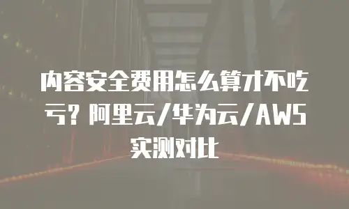 内容安全费用怎么算才不吃亏？阿里云/华为云/AWS实测对比