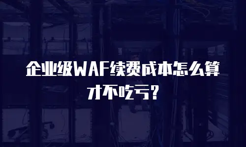 企业级WAF续费成本怎么算才不吃亏？