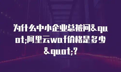 为什么中小企业总被问"阿里云waf价格是多少"？