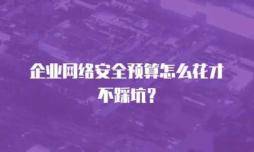 企业网络安全预算怎么花才不踩坑？