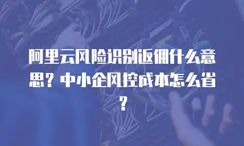 阿里云风险识别返佣什么意思？中小企风控成本怎么省？
