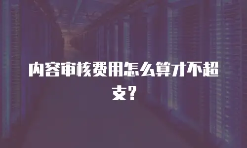 内容审核费用怎么算才不超支？