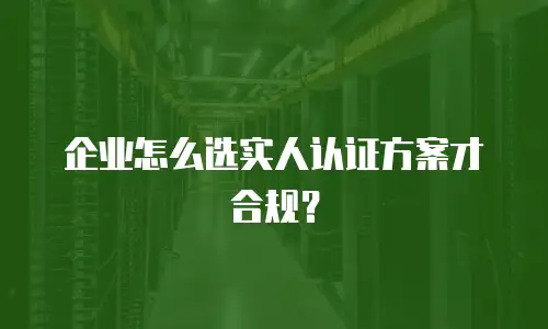 企业怎么选实人认证方案才合规？