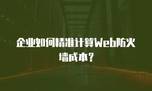 企业如何精准计算Web防火墙成本？