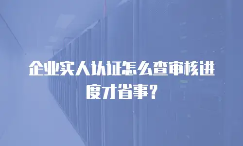 企业实人认证怎么查审核进度才省事？