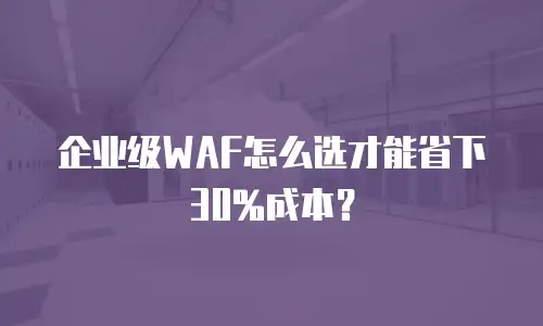 企业级WAF怎么选才能省下30%成本？