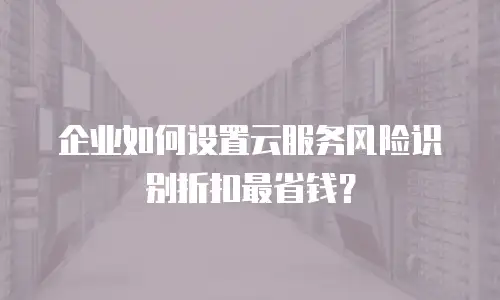 企业如何设置云服务风险识别折扣最省钱？