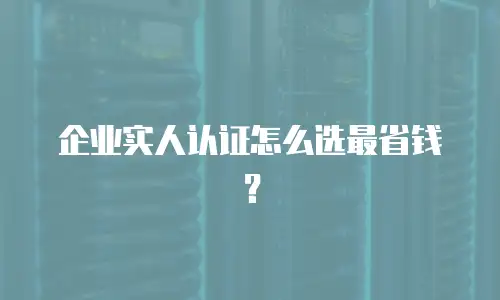 企业实人认证怎么选最省钱？
