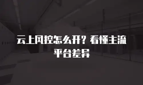 云上风控怎么开？看懂主流平台差异