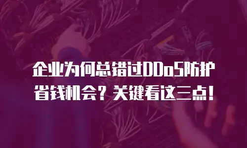 企业为何总错过DDoS防护省钱机会？关键看这三点！