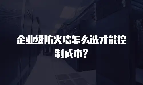 企业级防火墙怎么选才能控制成本？