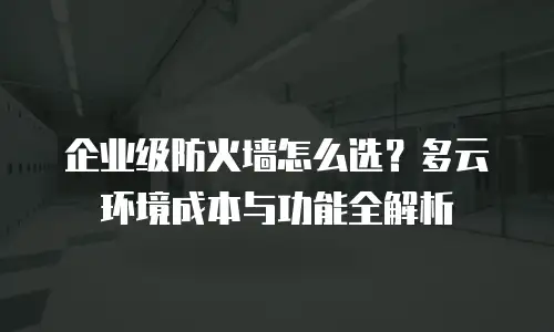 企业级防火墙怎么选？多云环境成本与功能全解析