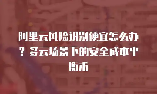 阿里云风险识别便宜怎么办？多云场景下的安全成本平衡术