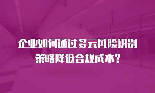 企业如何通过多云风险识别策略降低合规成本？