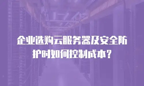 企业选购云服务器及安全防护时如何控制成本？