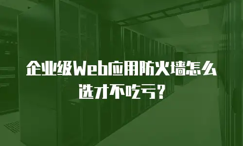 企业级Web应用防火墙怎么选才不吃亏？