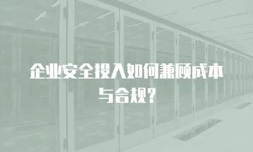 企业安全投入如何兼顾成本与合规？