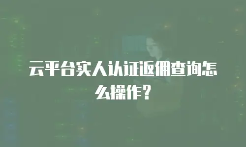 云平台实人认证返佣查询怎么操作？