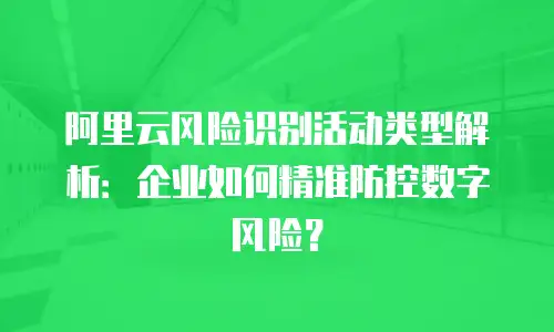 阿里云风险识别活动类型解析：企业如何精准防控数字风险？
