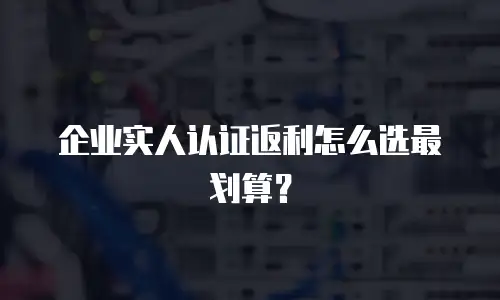 企业实人认证返利怎么选最划算？