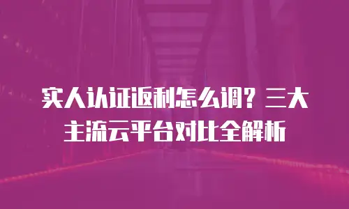 实人认证返利怎么调？三大主流云平台对比全解析