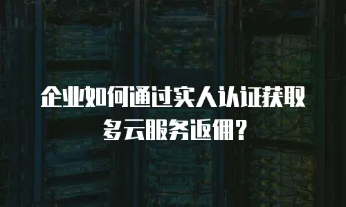 企业如何通过实人认证获取多云服务返佣？