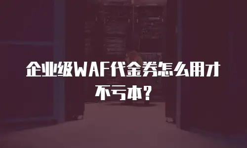 企业级WAF代金券怎么用才不亏本？