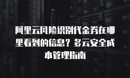 阿里云风险识别代金券在哪里看到的信息？多云安全成本管理指南