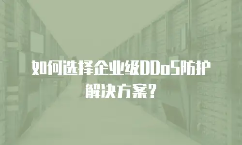 如何选择企业级DDoS防护解决方案？