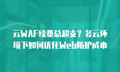 云WAF续费总超支？多云环境下如何优化Web防护成本