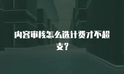 内容审核怎么选计费才不超支？