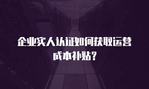 企业实人认证如何获取运营成本补贴？