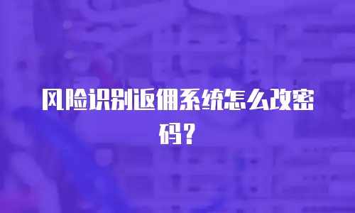 风险识别返佣系统怎么改密码？