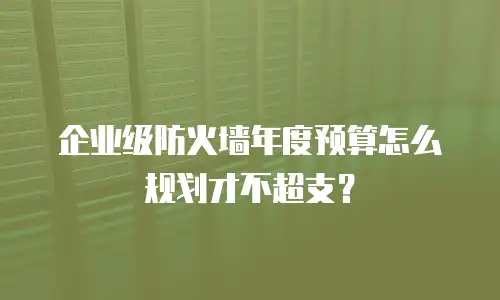企业级防火墙年度预算怎么规划才不超支？