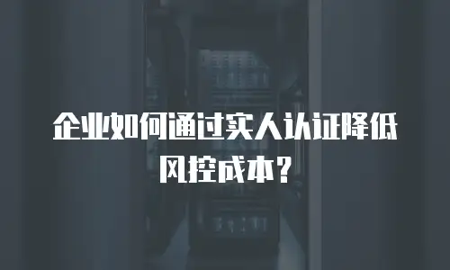 企业如何通过实人认证降低风控成本？