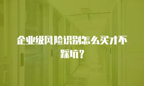 企业级风险识别怎么买才不踩坑？