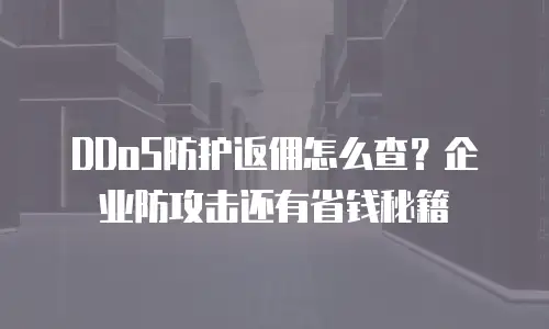DDoS防护返佣怎么查？企业防攻击还有省钱秘籍