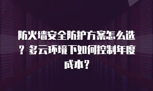防火墙安全防护方案怎么选？多云环境下如何控制年度成本？