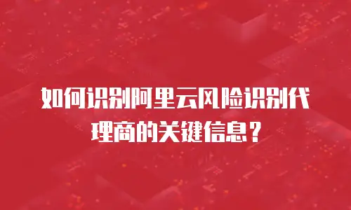 如何识别阿里云风险识别代理商的关键信息？