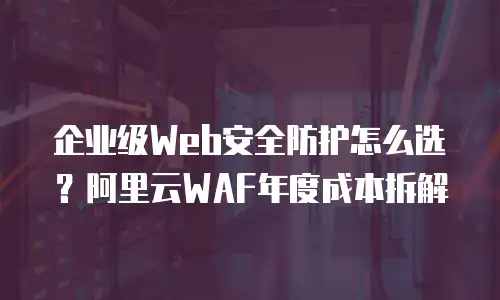 企业级Web安全防护怎么选？阿里云WAF年度成本拆解