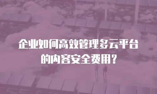 企业如何高效管理多云平台的内容安全费用？