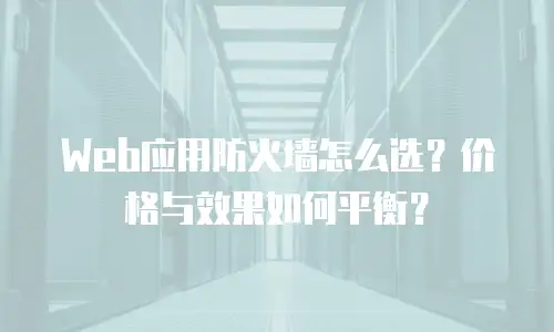 Web应用防火墙怎么选？价格与效果如何平衡？