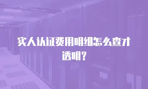 实人认证费用明细怎么查才透明？