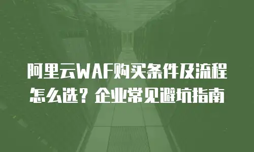 阿里云WAF购买条件及流程怎么选？企业常见避坑指南
