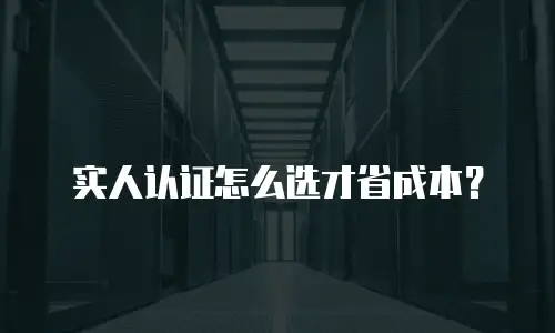 实人认证怎么选才省成本？
